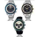 Seiko Prospex Speedtimer Solar Chronograph Black Dial Silver Steel Strap Watch for Men - SSC941 Authentic Buy Shop Now