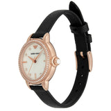 Emporio Armani Mia Mother of Pearl Dial Black Leather Strap Watch for Women - AR11598 Authentic Buy Shop Now