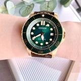 Citizen Mechanical Automatic Green Dial Brown Leather Strap Watch for Men - NJ0173-18X Authentic Buy Shop Now