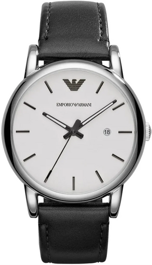 Emporio Armani Luigi White Dial Black Leather Strap Watch for Men - AR1694 Authentic Buy Shop Now