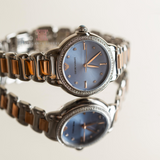 Emporio Armani Three Hand Blue Dial Two Tone Steel Strap Watch for Women - AR11597 Authentic Buy Shop Now