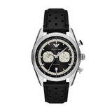 Emporio Armani Racer Chronograph Black Dial Black Leather Strap Watch for Men - AR11635 Authentic Buy Shop Now