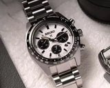 Seiko Prospex Speedtimer Solar Chronograph White Dial Silver Steel Strap Watch for Men - SSC813 Authentic Buy Shop Now