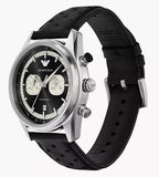 Emporio Armani Racer Chronograph Black Dial Black Leather Strap Watch for Men - AR11635 Authentic Buy Shop Now