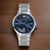 Emporio Armani Renato Blue Dial Silver Steel Strap Watch for Men - AR11180 Authentic Buy Shop Now