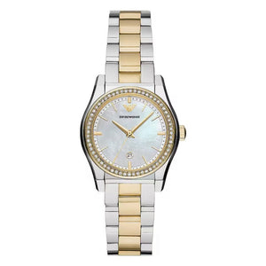 Emporio Armani Federica Mother of Pearl Dial Two Tone Steel Strap Watch for Women - AR11559 Authentic Buy Shop Now
