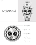 Emporio Armani Racer Chronograph Silver Dial Silver Steel Strap Watch for Men - AR11636 Authentic Buy Shop Now
