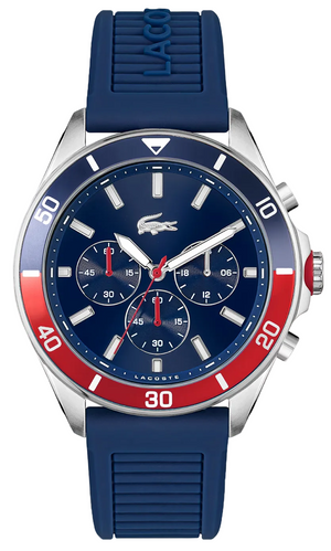 Lacoste Tiebreaker Chronograph Blue Dial Blue Silicon Strap Watch for Men - 2011154 Authentic Buy Shop Now