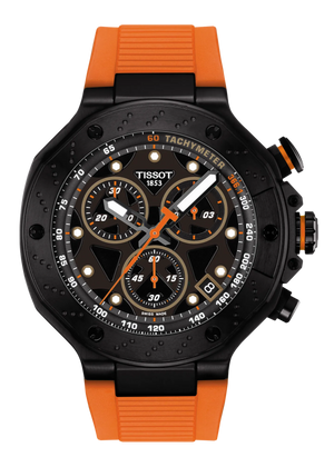 Tissot T Race Chronograph Black Dial Orange Rubber Strap Watch for Men - T141.417.37.051.02 Authentic Buy Shop Now