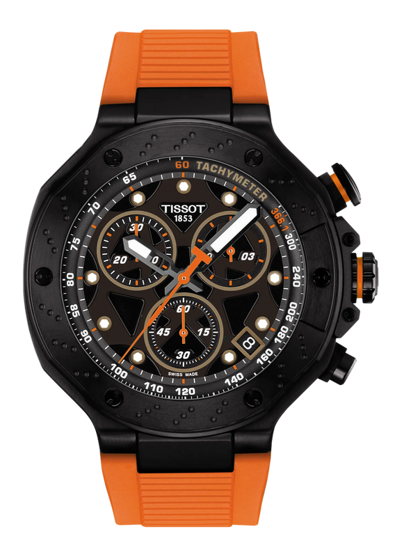 Tissot T Race Chronograph Black Dial Orange Rubber Strap Watch for Men - T141.417.37.051.02 Authentic Buy Shop Now