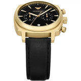 Emporio Armani Ruggero Chronograph Black Dial Black Leather Strap Watch for Men - AR11690 Authentic Buy Shop Now