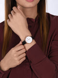 Emporio Armani Gianni T-Bar White Dial Black Leather Strap Watch for Women - AR11270 Authentic Buy Shop Now
