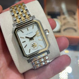 Tory Burch Robinson White Dial Two Tone Steel Strap Watch for Women - TBW1501 Authentic Buy Shop Now