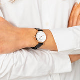 Emporio Armani Gianni T-Bar White Dial Black Leather Strap Watch for Women - AR11270 Authentic Buy Shop Now
