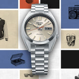Seiko 5 Sports SNXS Series Automatic Beige Dial Silver Steel Strap Watch for Men - SRPK91K1 Authentic Buy Shop Now