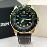 Citizen Mechanical Automatic Green Dial Brown Leather Strap Watch for Men - NJ0173-18X Authentic Buy Shop Now