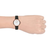 Emporio Armani Gianni T-Bar White Dial Black Leather Strap Watch for Women - AR11270 Authentic Buy Shop Now