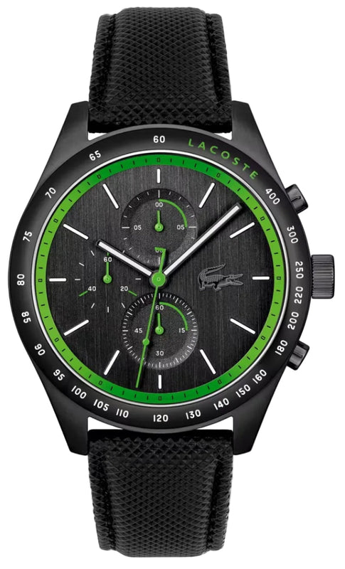 Lacoste Apext Black Dial Black Leather Strap Watch for Men - 2011296 Authentic Buy Shop Now