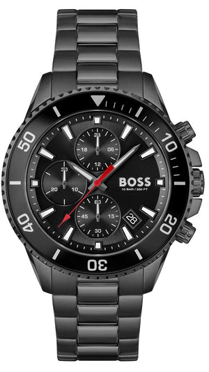 Hugo Boss Admiral Chronograph Black Dial Black Steel Strap Watch for Men - 1514258 Authentic Buy Shop Now