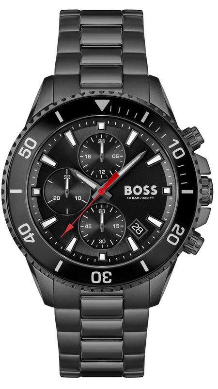Hugo Boss Admiral Chronograph Black Dial Black Steel Strap Watch for Men - 1514258 Authentic Buy Shop Now