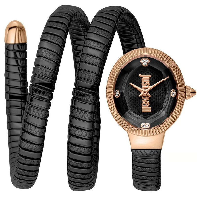 Just Cavalli Snake Black Dial Black Steel Strap Watch for Women - JC1L269M0075 Authentic Buy Shop Now