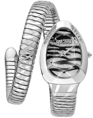 Just Cavalli Glam Evo 8 Black Dial Silver Steel Strap Watch for Women - JC1L225M0025 Authentic Buy Shop Now