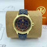 Tory Burch The Miller Chronograph Blue Dial Blue Jacquard Strap Watch for Women - TBW1038 Authentic Buy Shop Now