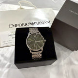 Emporio Armani Minimalist Green Dial Silver Steel Strap Watch for Men - AR11644 Authentic Buy Shop Now