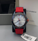 Emporio Armani Sigma Silver Dial Red Silicone Strap Watch for Men - AR11219 Authentic Buy Shop Now