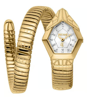 Just Cavalli Ornato Snake White Dial Gold Steel Strap Watch for Women - JC1L303M0025 Authentic Buy Shop Now