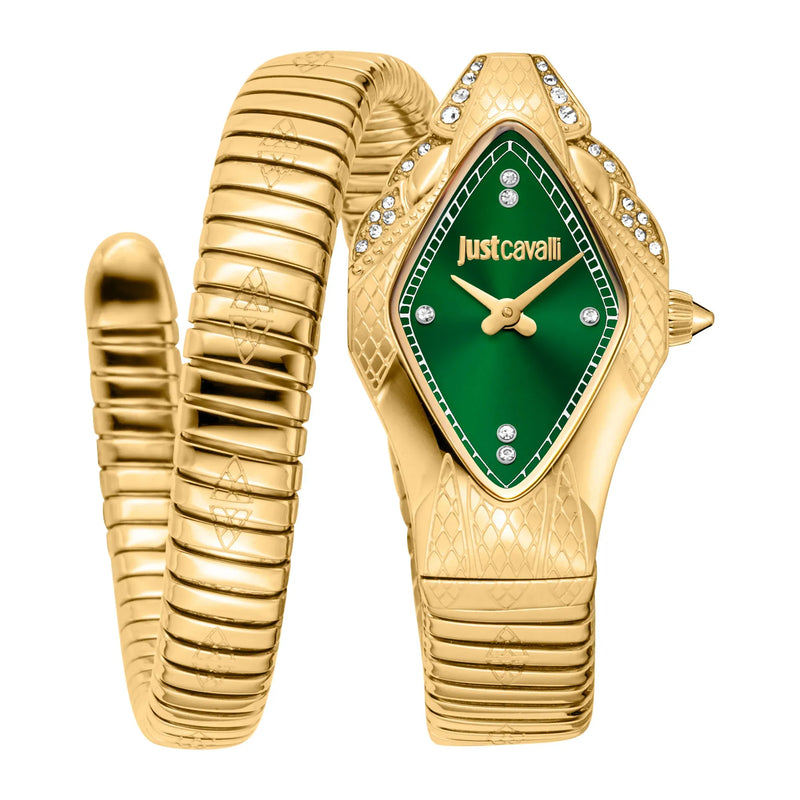 Just Cavalli Ferocious Green Dial Gold Steel Strap Watch for Women - JC1L306M0045 Authentic Buy Shop Now