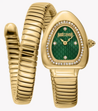 Just Cavalli Lady Snake Green Dial Gold Steel Strap Watch for Women - JC1L249M0035 Authentic Buy Shop Now