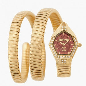 Just Cavalli Mesmerizing Red Dal Gold Steel Strap Watch for Women - JC1L304M0035 Authentic Buy Shop Now
