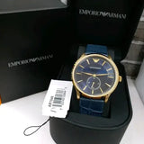 Emporio Armani Alpha Medium Blue Dial Blue Leather Strap Watch for Men - AR1848 Authentic Buy Shop Now