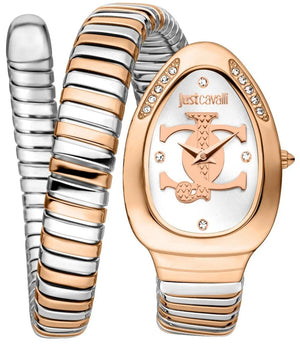 Just Cavalli Glam Evo 5 Silver Dial Two Tone Steel Strap Watch for Women - JC1L227M0075 Authentic Buy Shop Now