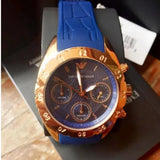Emporio Armani Sportivo Chronograph Blue Dial Blue Silicone Strap Watch for Women - AR5939 Authentic Buy Shop Now