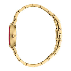 Just Cavalli Donna Glam Red Dial Gold Steel Strap Watch for Women - RC5L098M0035 Authentic Buy Shop Now