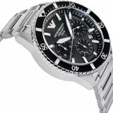 Emporio Armani World Explorer Black Dial Silver Steel Strap Watch for Men - AR11739 Authentic Buy Shop Now