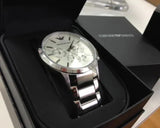 Emporio Armani Renato Chronograph White Dial Silver Steel Strap Watch for Women - AR2459 Authentic Buy Shop Now