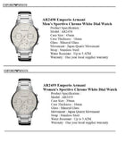 Emporio Armani Renato Chronograph White Dial Silver Steel Strap Watch for Women - AR2459 Authentic Buy Shop Now
