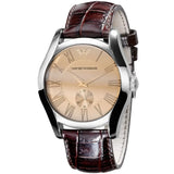 Emporio Armani Classic Beige Dial Brown Leather Strap Watch for Men - AR0645 Authentic Buy Shop Now