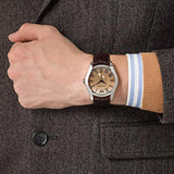 Emporio Armani Classic Beige Dial Brown Leather Strap Watch for Men - AR0645 Authentic Buy Shop Now