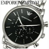 Emporio Armani Chronograph Black Dial Silver Steel Strap Watch For Men - AR1853 Authentic Buy Shop Now