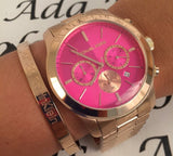 Michael Kors Runway Pink Dial Rose Gold Steel Strap Watch for Women - MK5931 Authentic Buy Shop Now