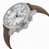 Tissot PRC 200 Chronograph Silver Dial Brown Leather Strap Watch For Men - T055.417.16.037.00 Authentic Buy Shop Now