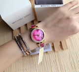 Michael Kors Parker Pink Mother of Pearl Dial Two Tone Steel Strap Watch for Women - MK6490 Authentic Buy Shop Now