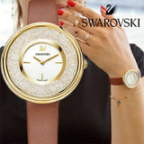 Swarovski Crystalline Pure White Dial Brown Leather Strap Watch for Women - 5275040 Authentic Buy Shop Now