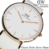 Daniel Wellington Classic Dover White Dial White Nylon Strap Watch For Women - DW00100309 Authentic Buy Shop Now