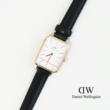 Daniel Wellington Quadro White Dial Black Leather Strap Watch For Women - DW00100434 Authentic Buy Shop Now
