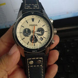 Fossil Coachman Chronograph White Dial Blue Leather Strap Watch for Men - CH3051 Authentic Buy Shop Now